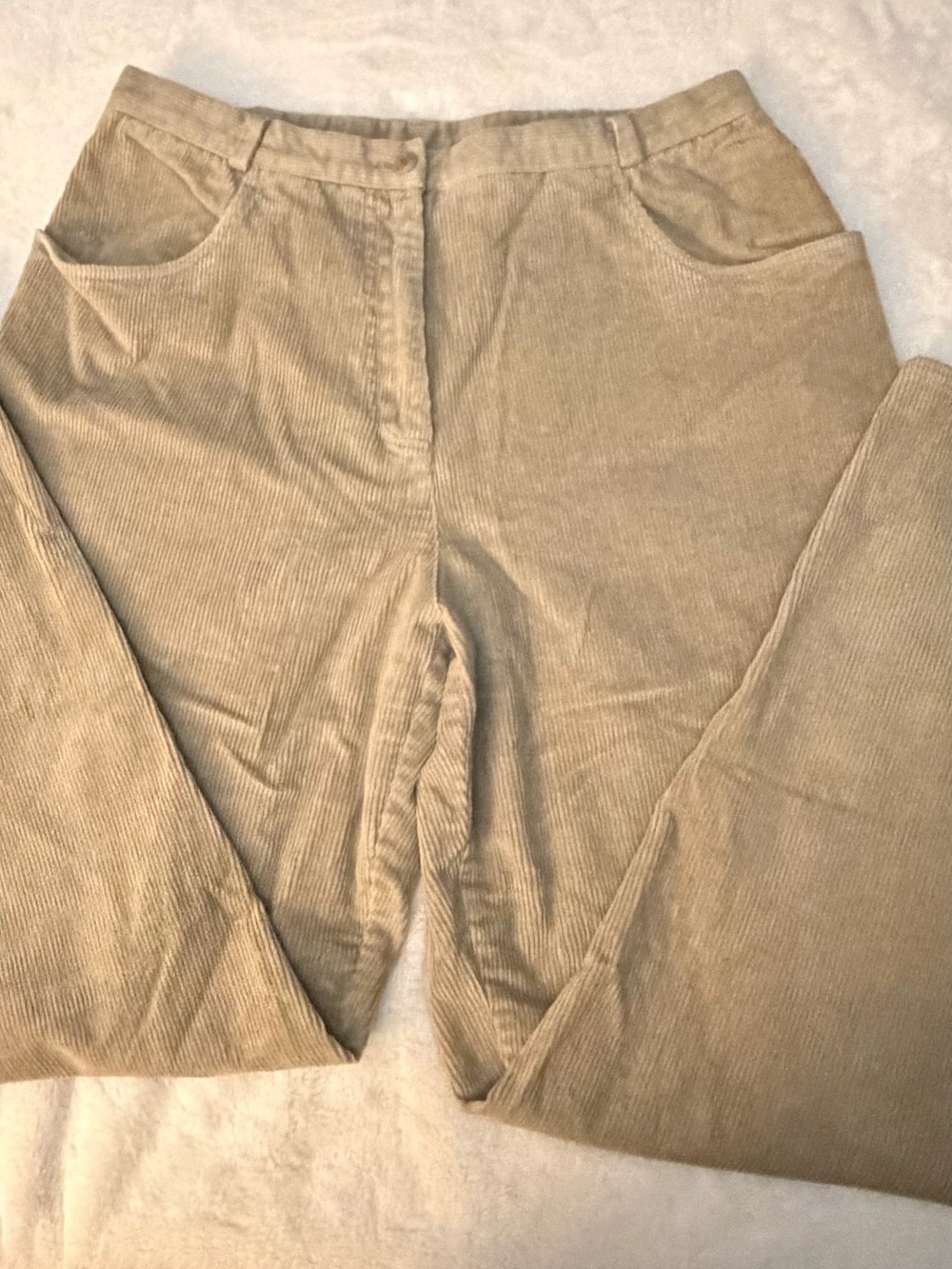 Ralph Lauren Wide-Leg Corduroy Pants in Light Taupe
